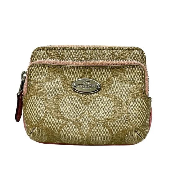 COACH Signature F63338 Beige PVC - Coin Case - Picture 1 of 4